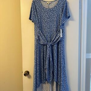 Robbie Bee Blue Patterned High Low Dress